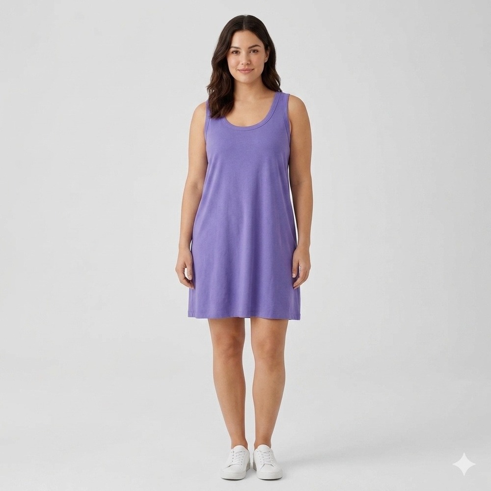 Lululemon Classic-Fit Cotton-Blend Scoop Tank Dress Charged Indigo Purple Sz 10